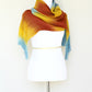 Woven long scarf gradient color blue red yellow long with fringe