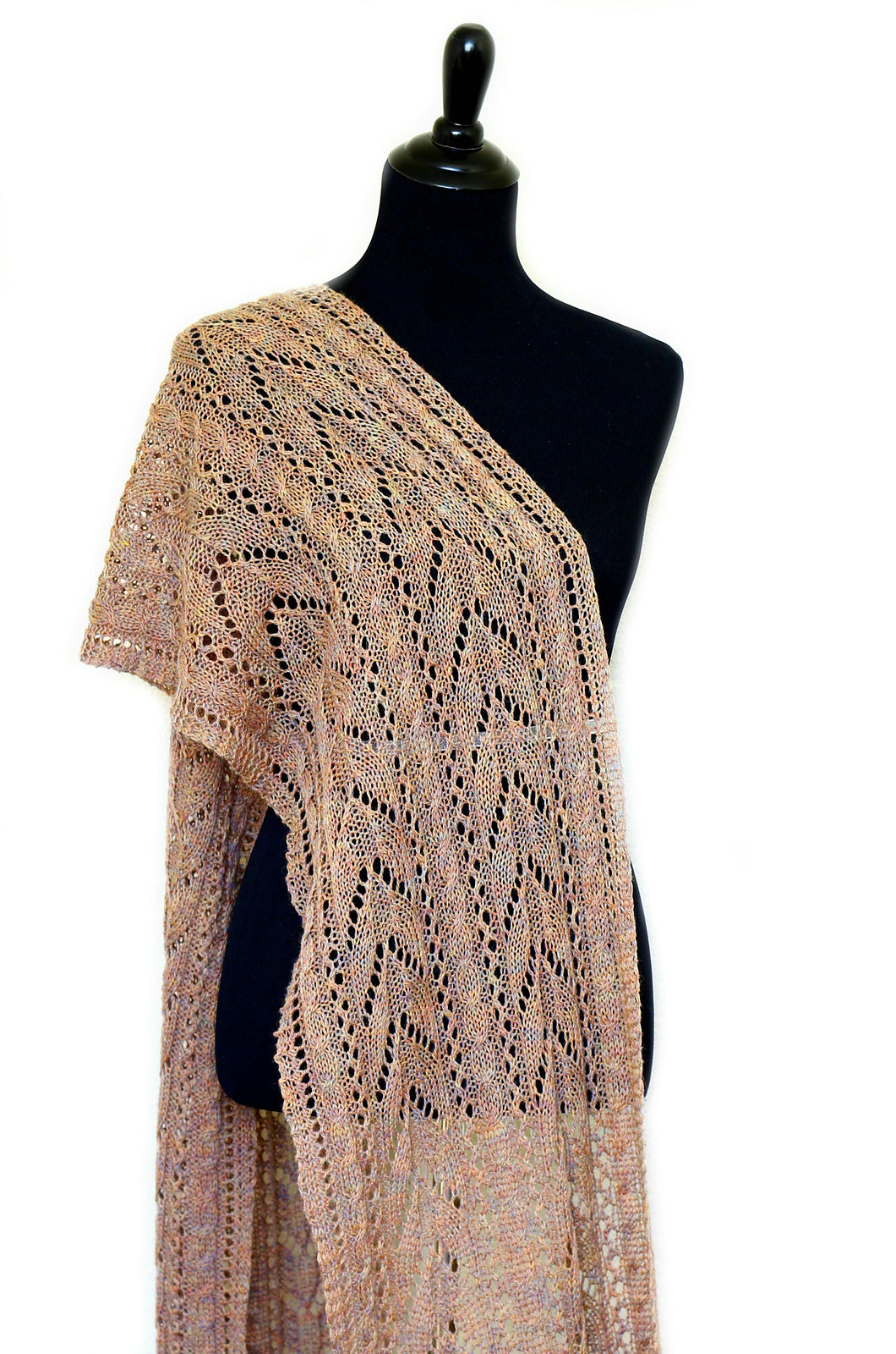 Knit shawl, lace stole for women in heather beige color, wool shawl