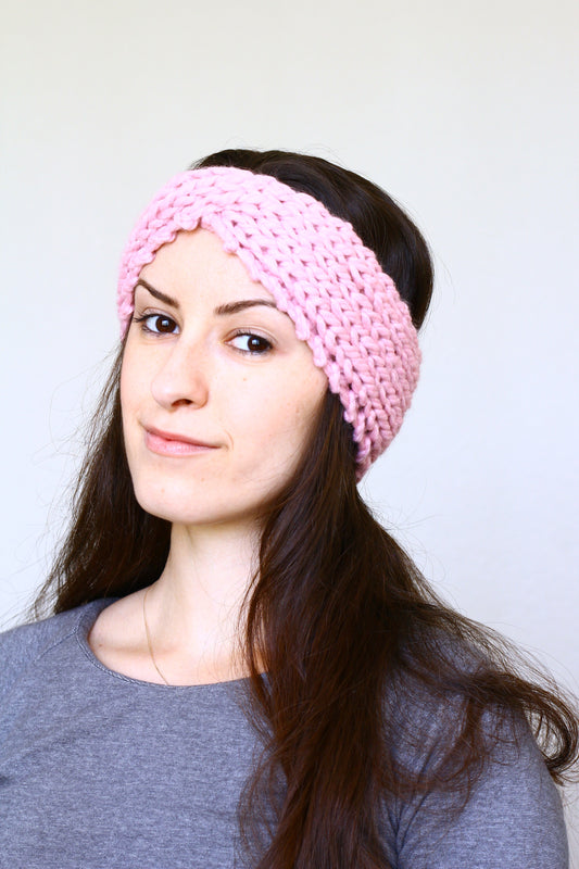 Knit headband ear warmer, running headband for women - Soft pink