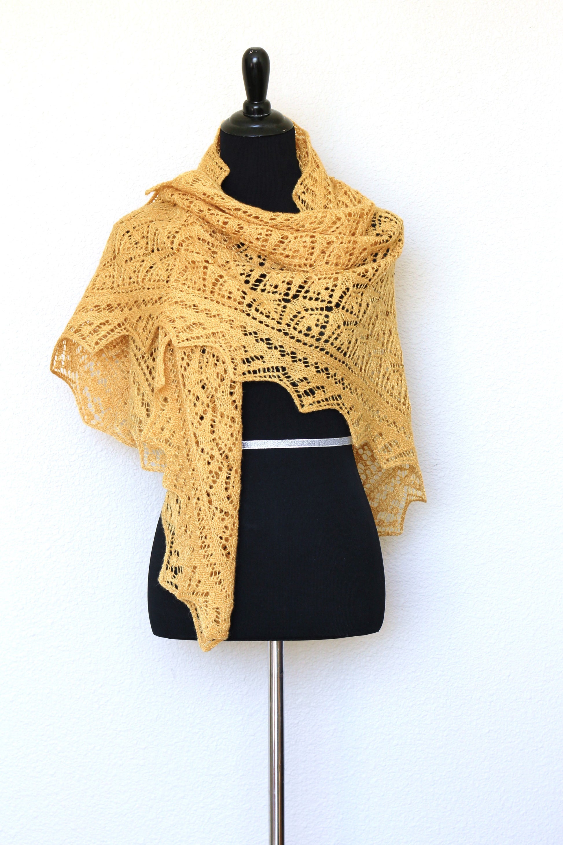 Knit shawl, wedding shawl in mustard yellow color, bridesmaids shawl, bridal shawl