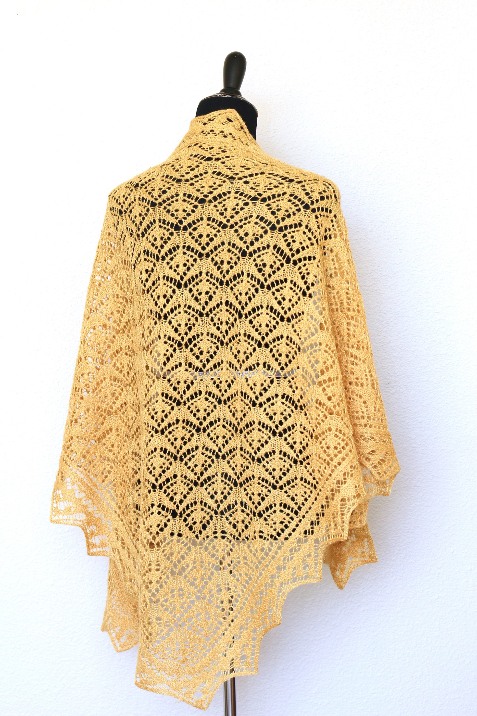Knit shawl, wedding shawl in mustard yellow color, bridesmaids shawl, bridal shawl