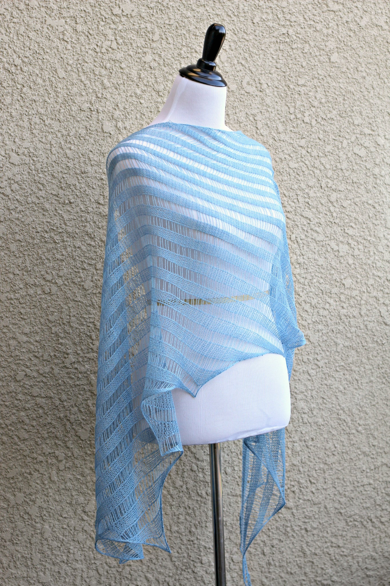 Knit lace shawl in soft blue color, elegant stole, gift for her Daffodil Knit lace shawl in soft blue color, elegant stole, gift for her Daffodil