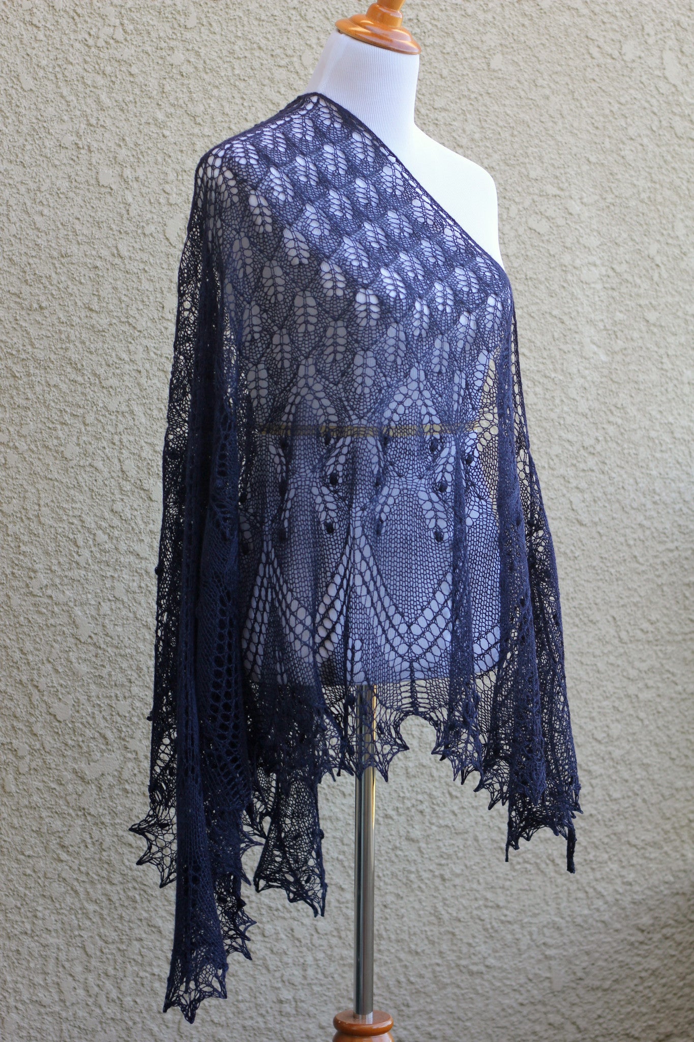 Navy lace fashion shawl