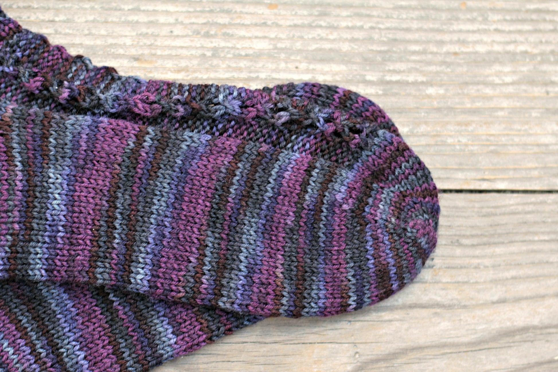 Knit socks for women in multicolor purple shades, wool socks