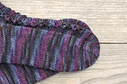 Knit socks for women in multicolor purple shades, wool socks