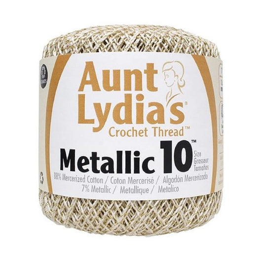 Aunt Lydia's Crochet Thread Classic Size 10, 350 yards per spool - Metallic