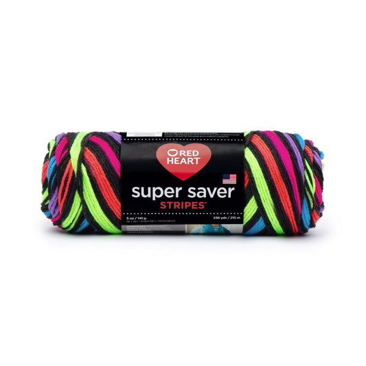 Red Heart Super Saver Stripes & Prints, Yarn Medium Worsted 5oz