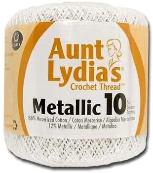 Aunt Lydia's Crochet Thread Classic Size 10, 350 yards per spool - Metallic