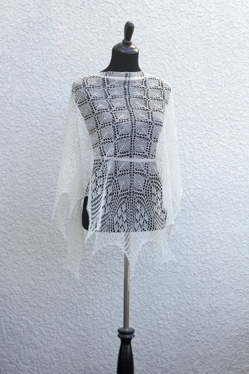 Knit lace shawl, wedding shawl, bridal shawl, gift for her