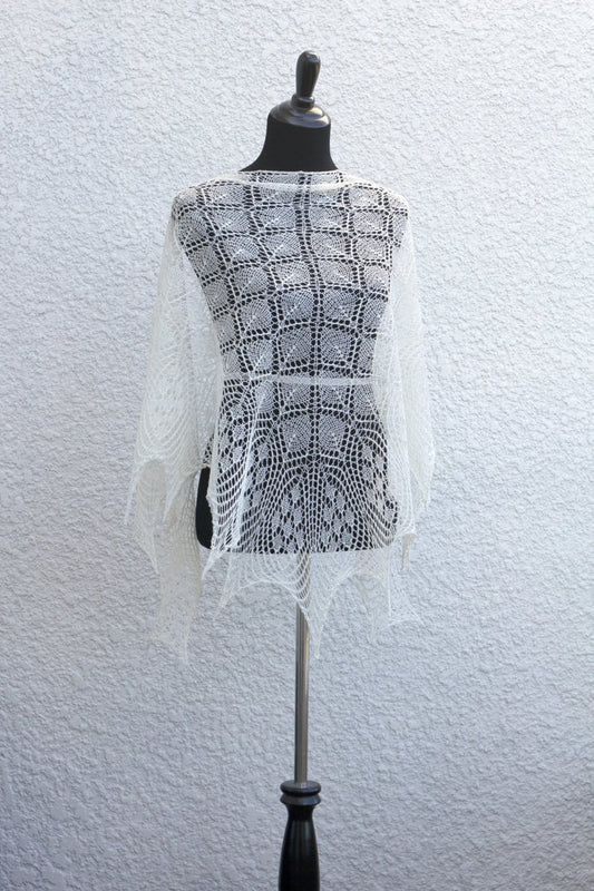 Knit lace shawl, wedding shawl, bridal shawl, gift for her