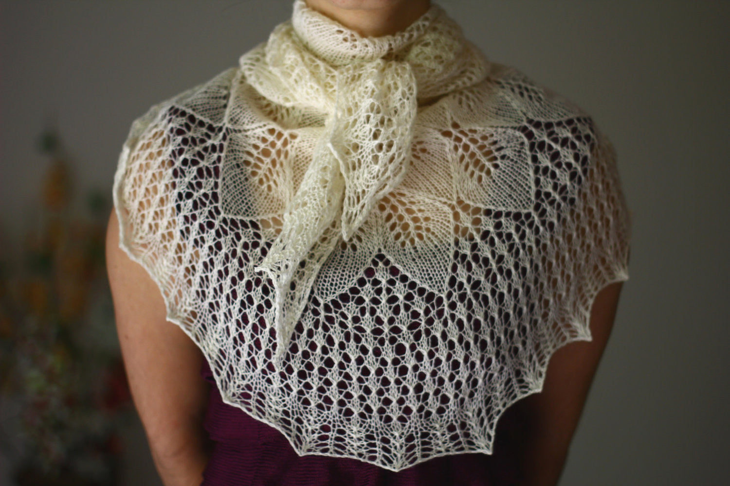 Laced knit shawl