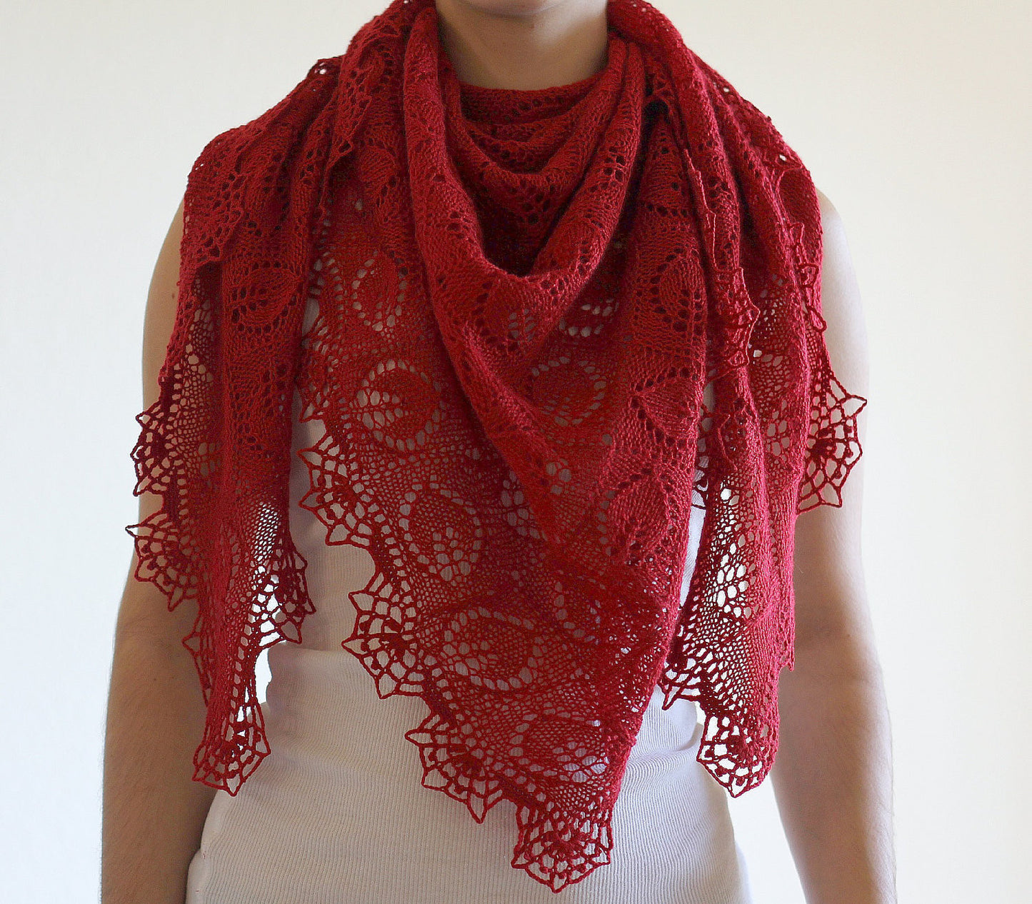 Lace red shawl