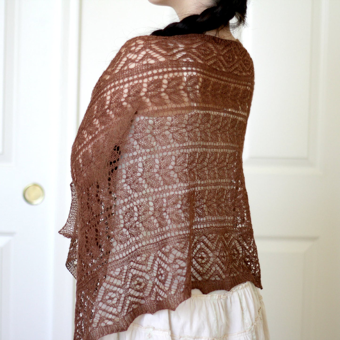 Elegant knit lace stole