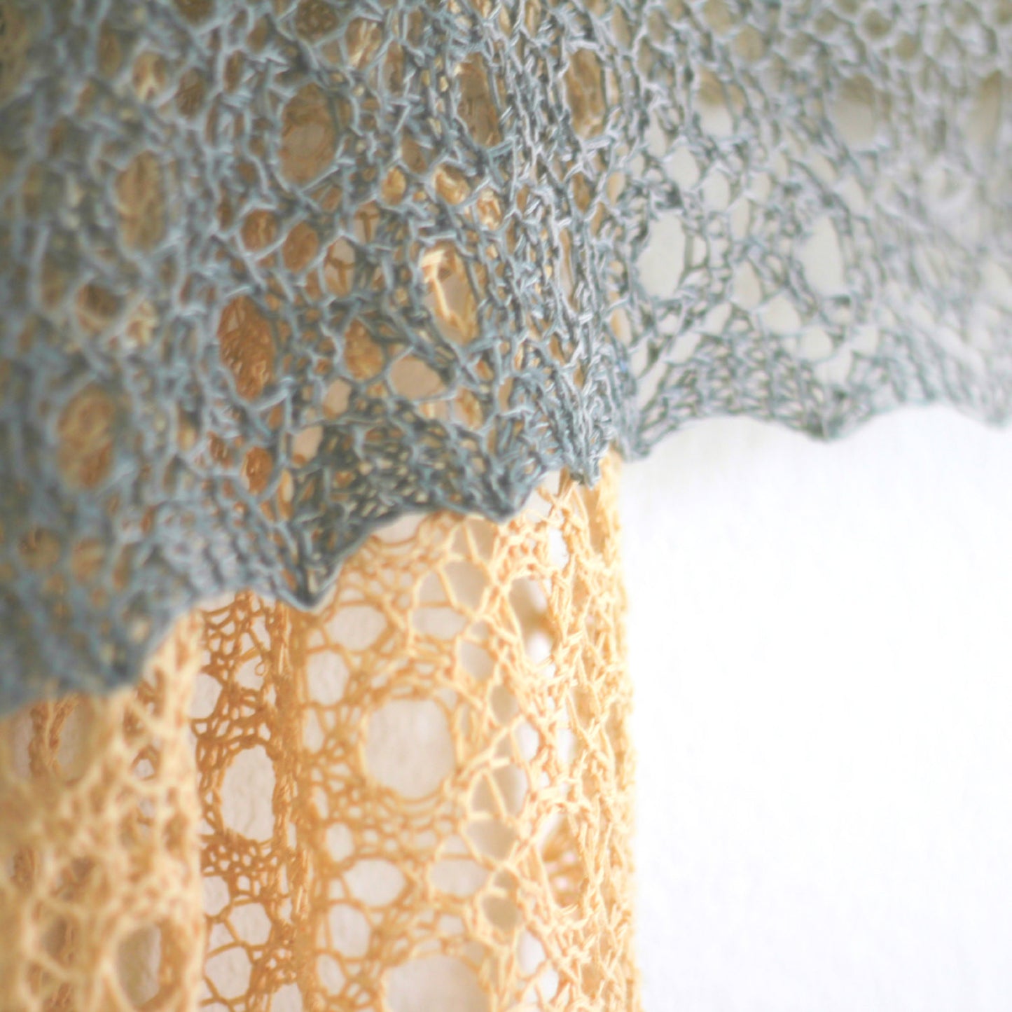 Knit shawl, lace shawl in gradient beige and grey colors, cotton wrap, gift for her