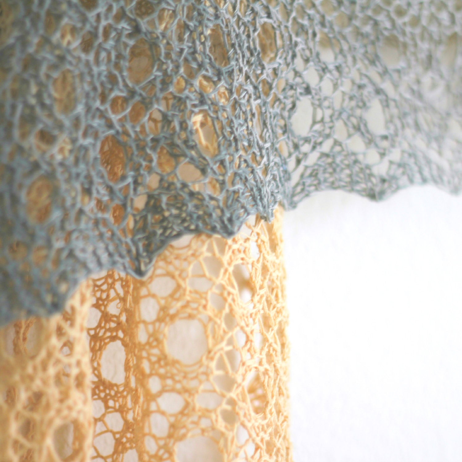 Knit shawl, lace shawl in gradient beige and grey colors, cotton wrap, gift for her