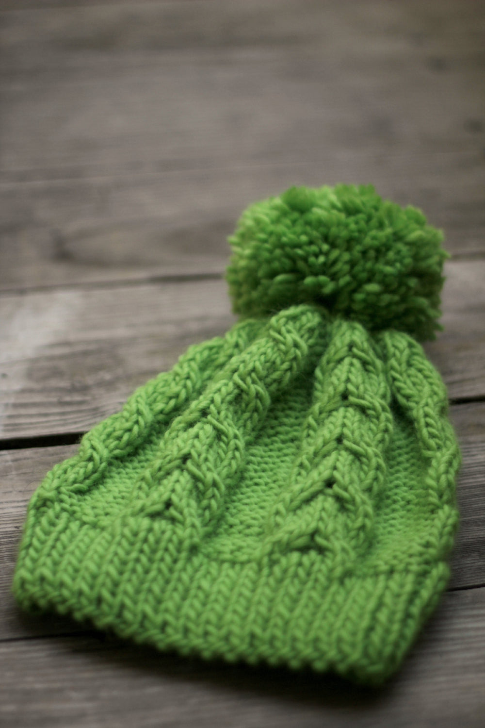 Green knit hat for women