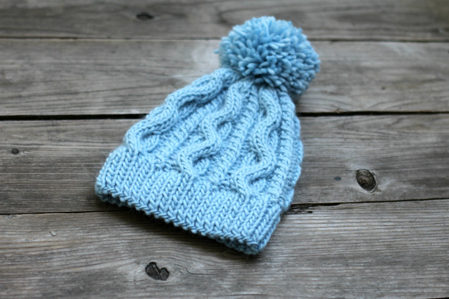 Cable knit blue hat