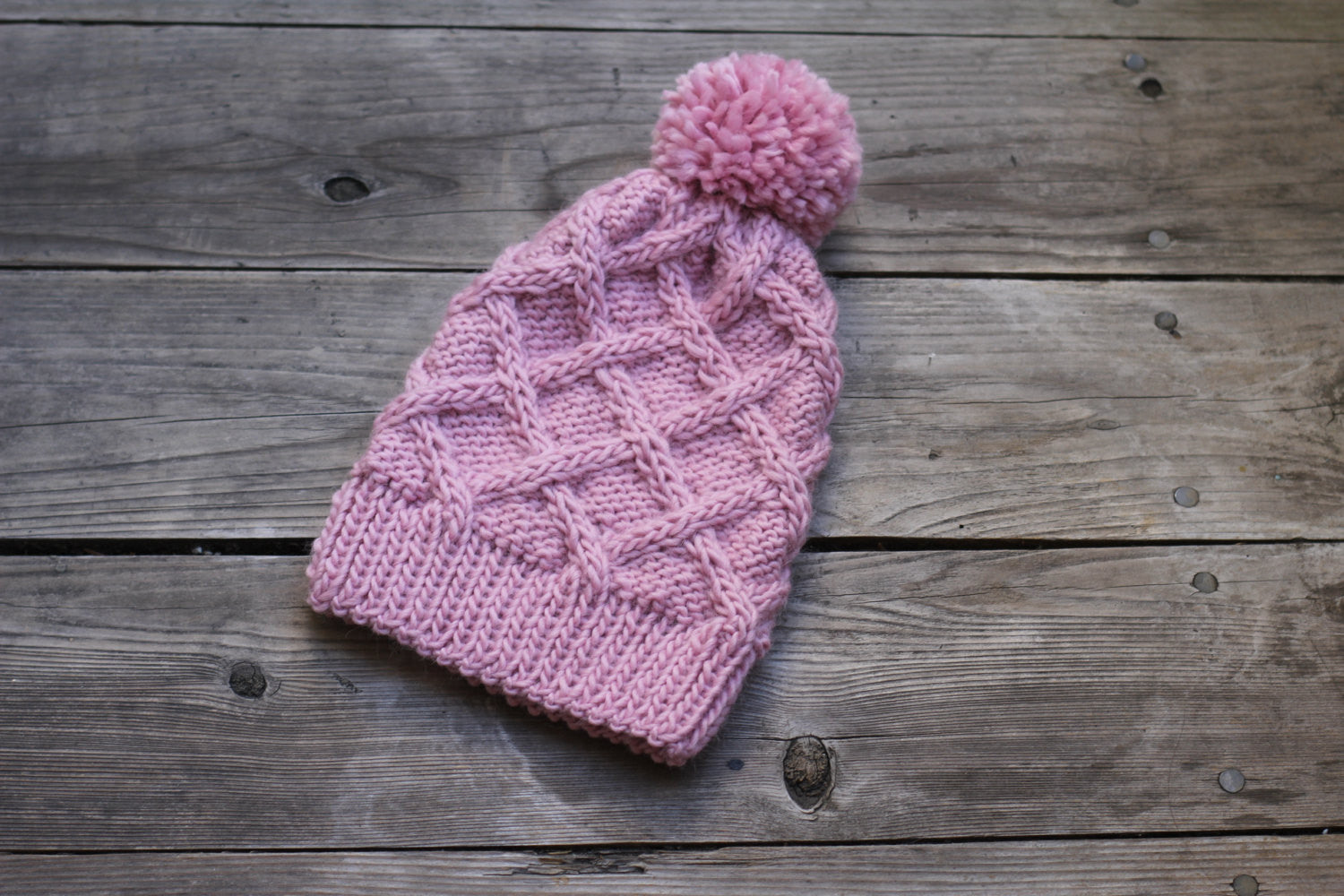 Knit pink hat