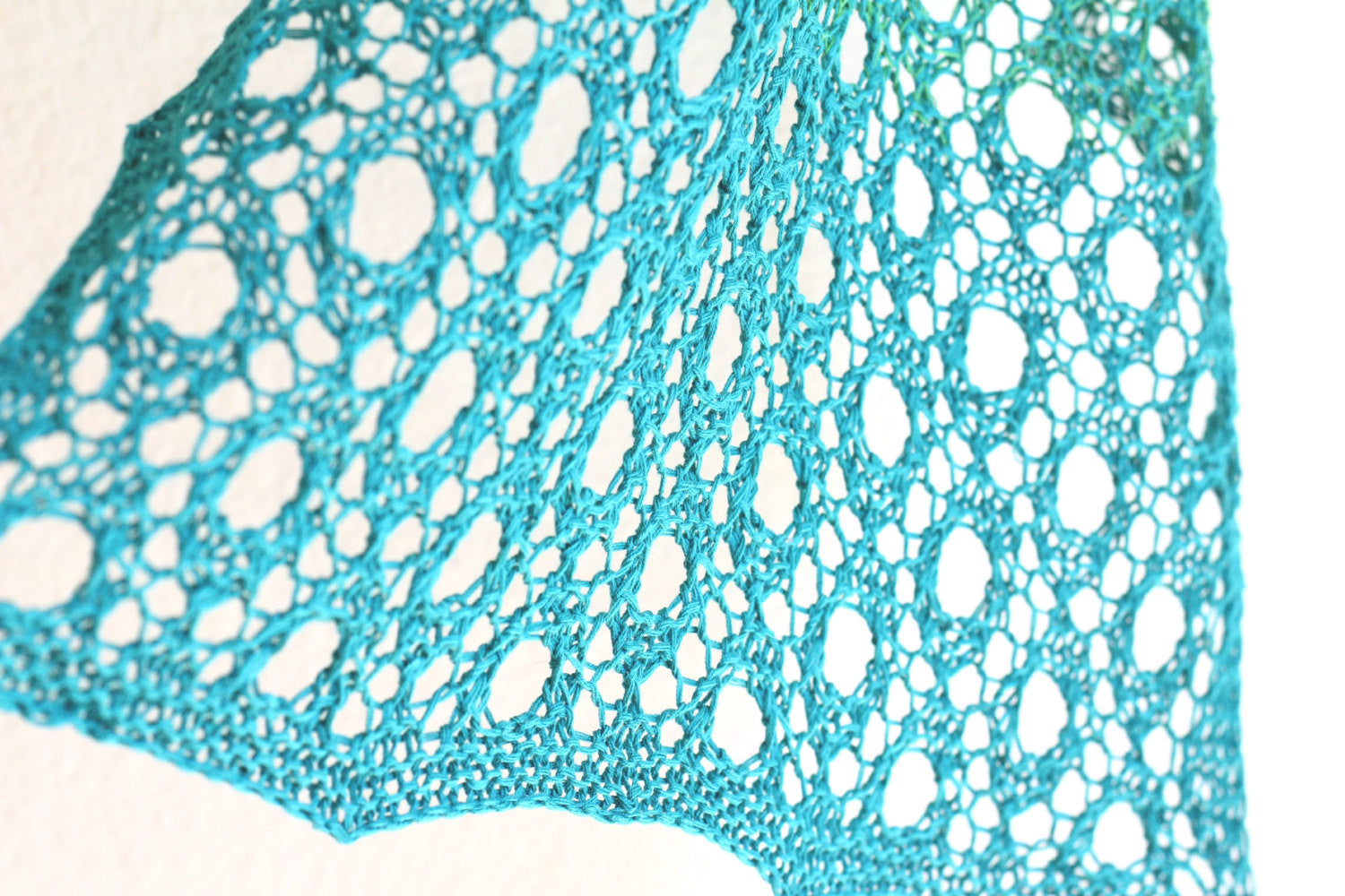 Knit shawl in gradient yellow, green and teal colors, knitted wrap, gift for her