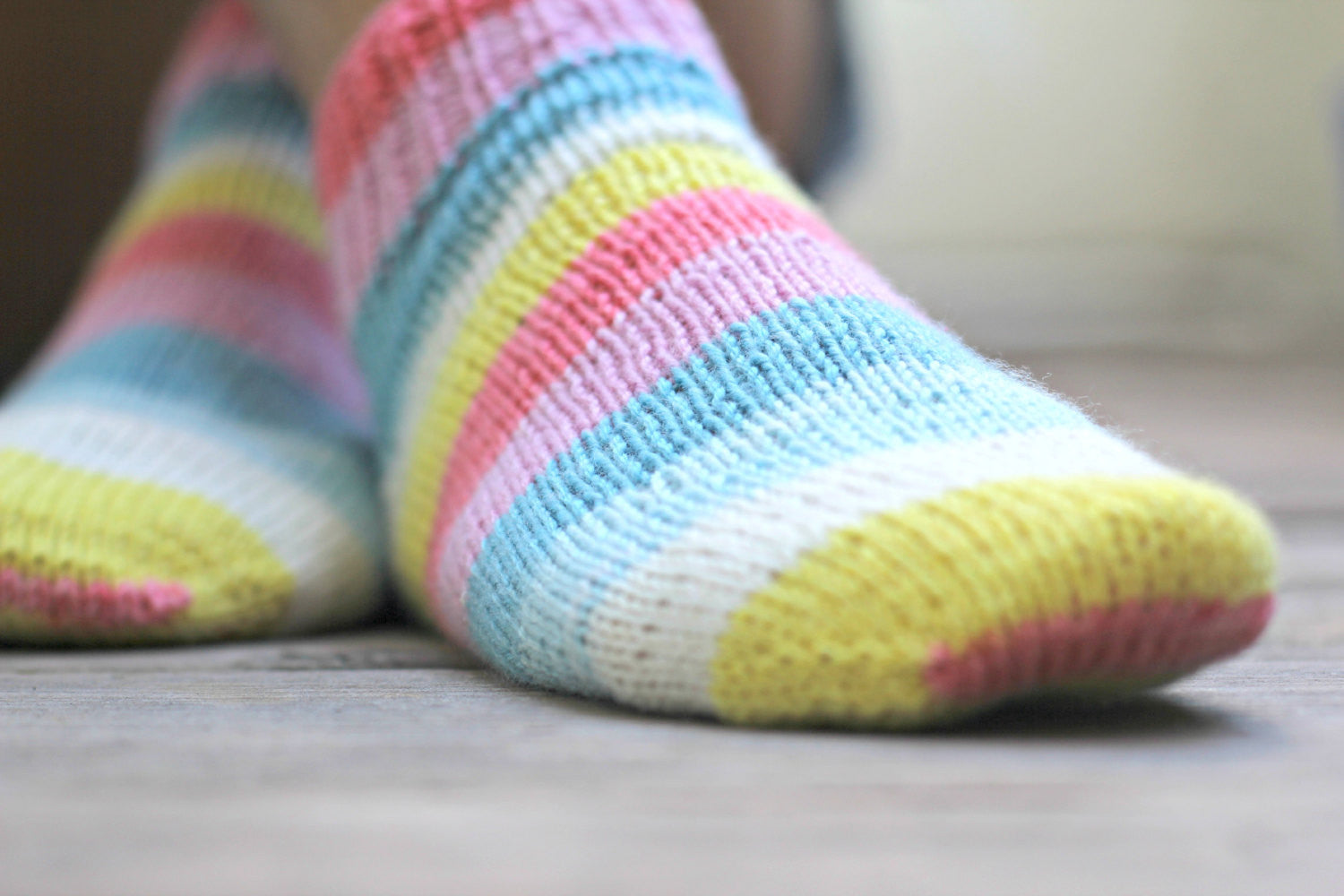 Knit socks in a striped wool, ankle socks, short socks