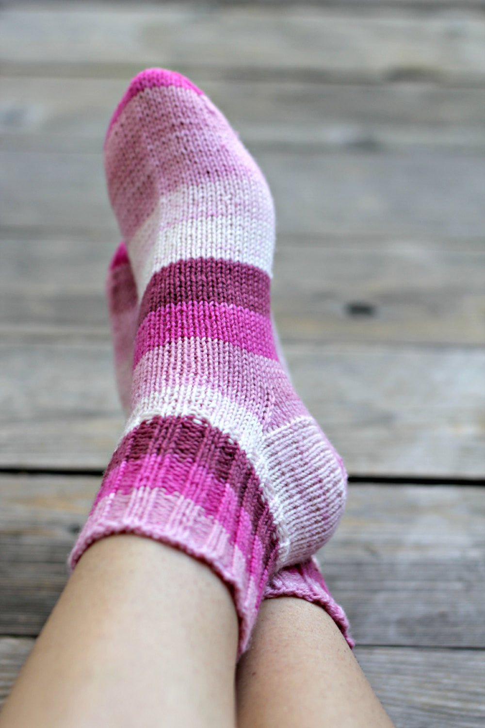 Pink knitted socks