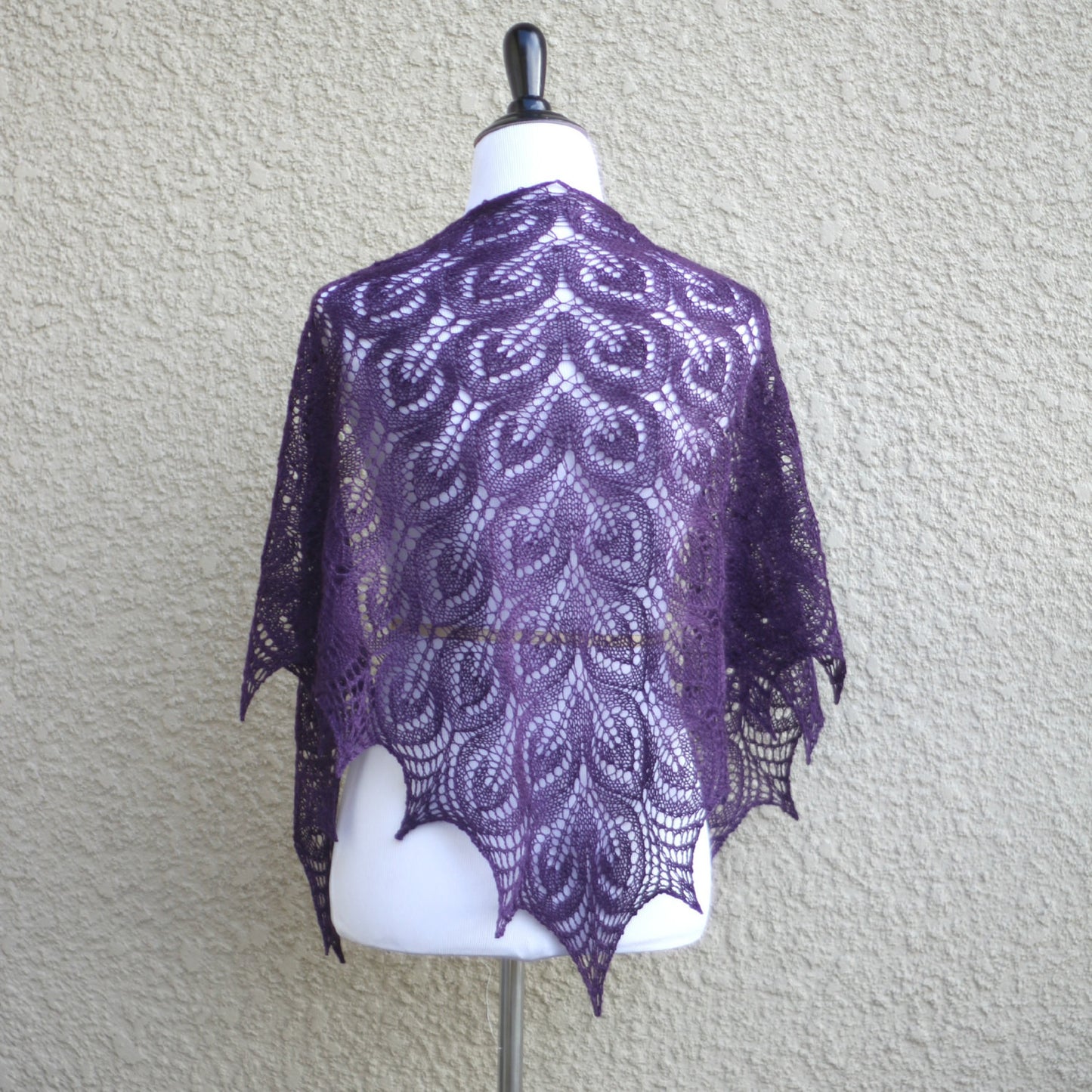Knit shawl in purple color, lace shawl, gift for her