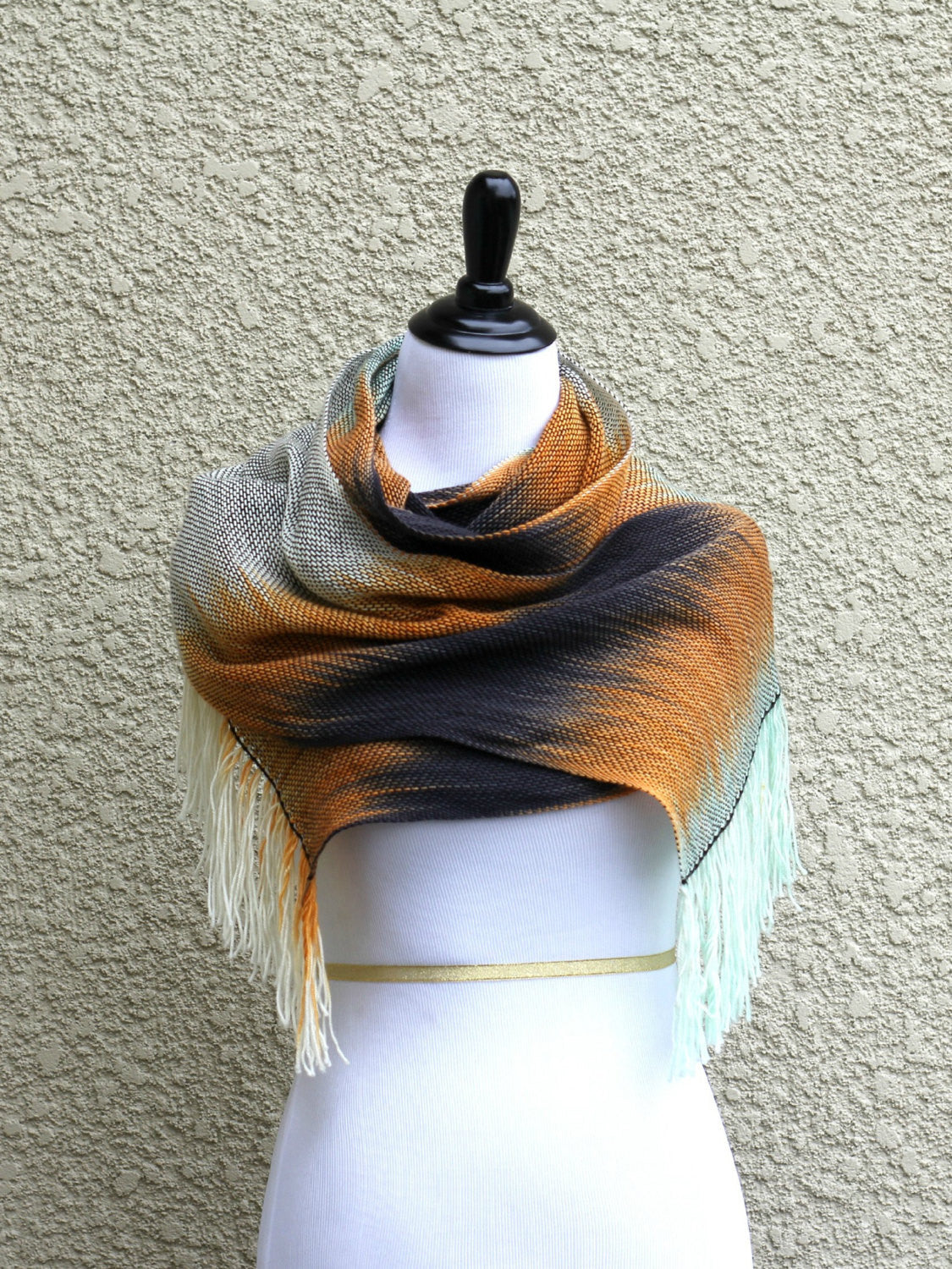 Orange, black and mint scarf