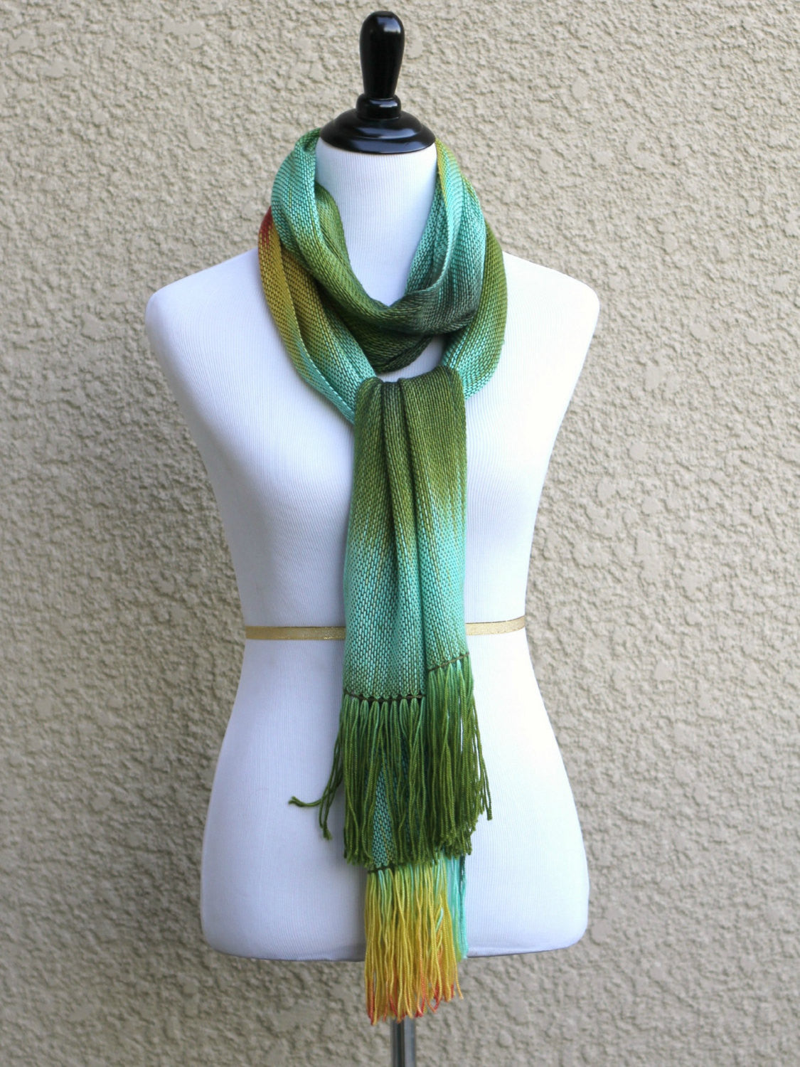 Green woven scarf