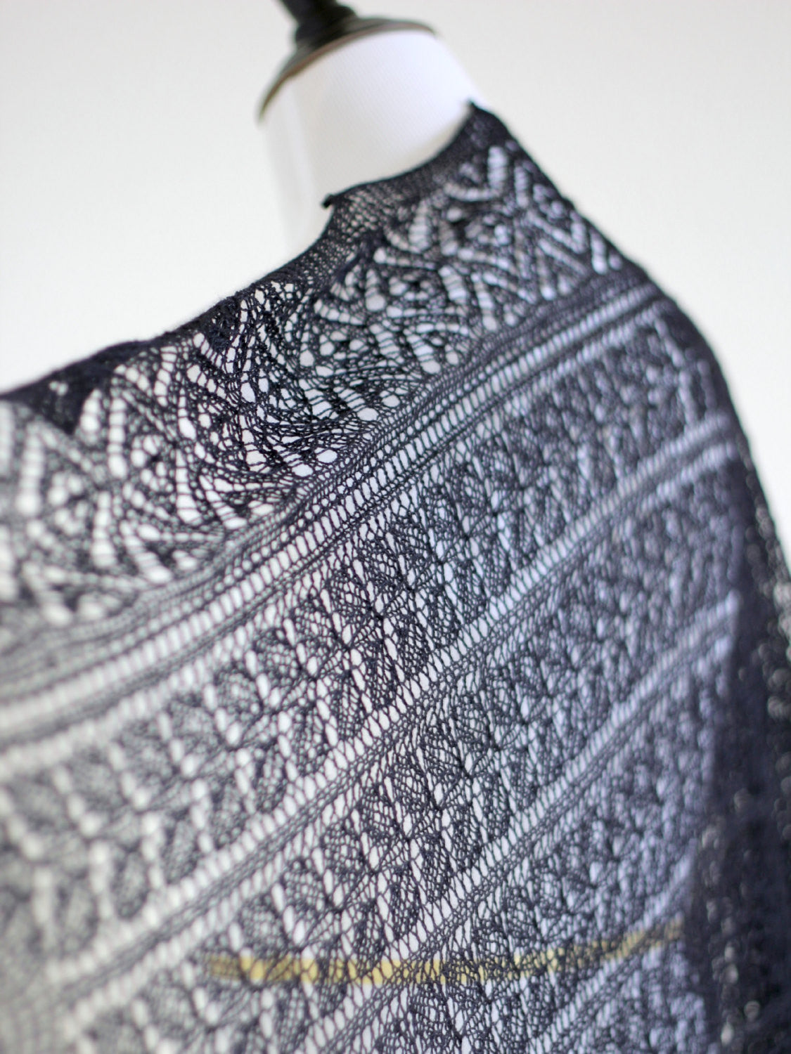 Knit black lace shawl, knitted shawl, gift for her