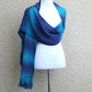 Woven scarf in blue and navy colors, gift for her