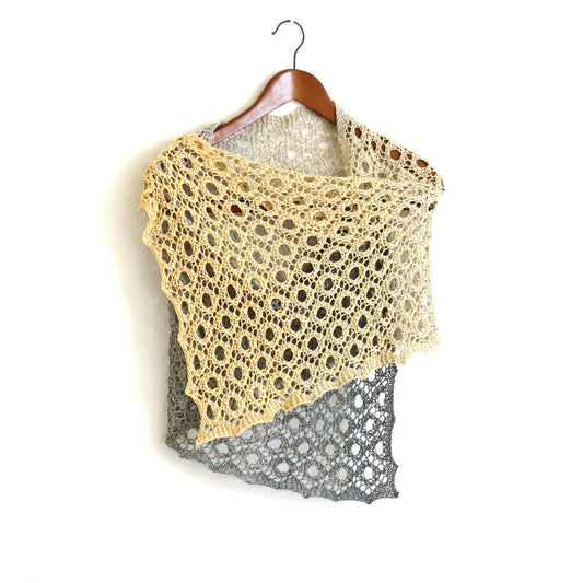 Grey beige knit shawl