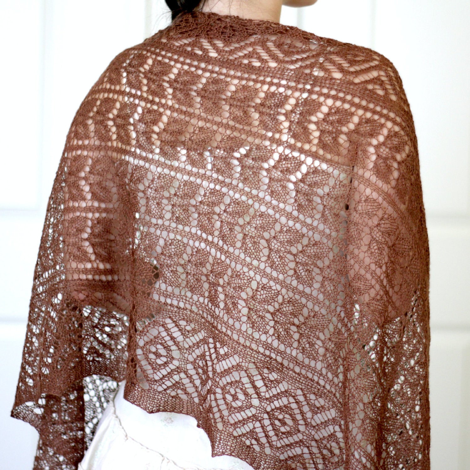 Lace knit stole