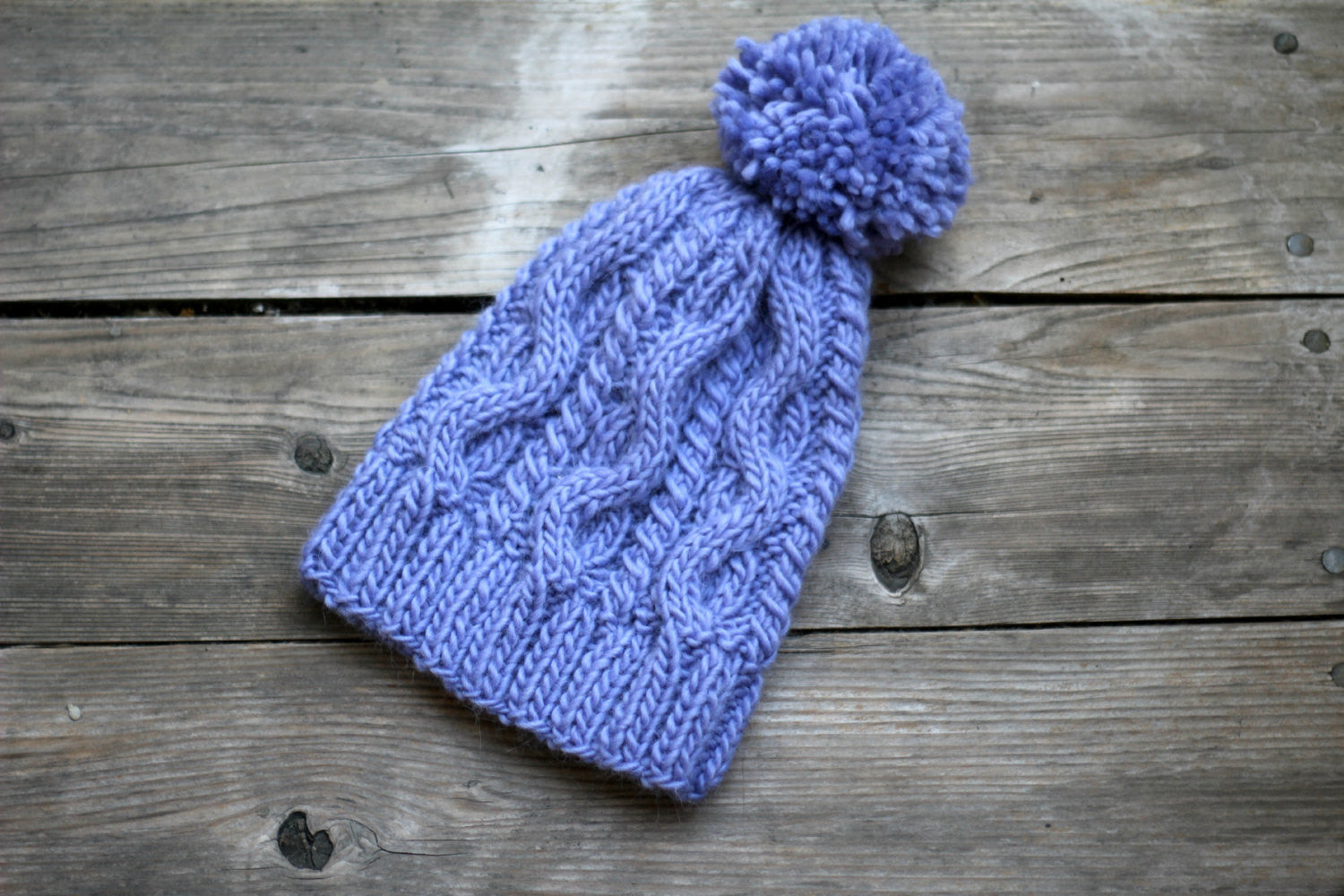 Knit hat for women in violet color