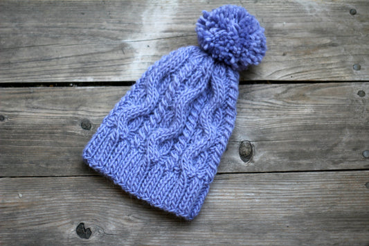 Knit hat for women in violet color