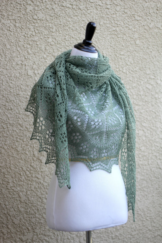 Olive green lace shawl