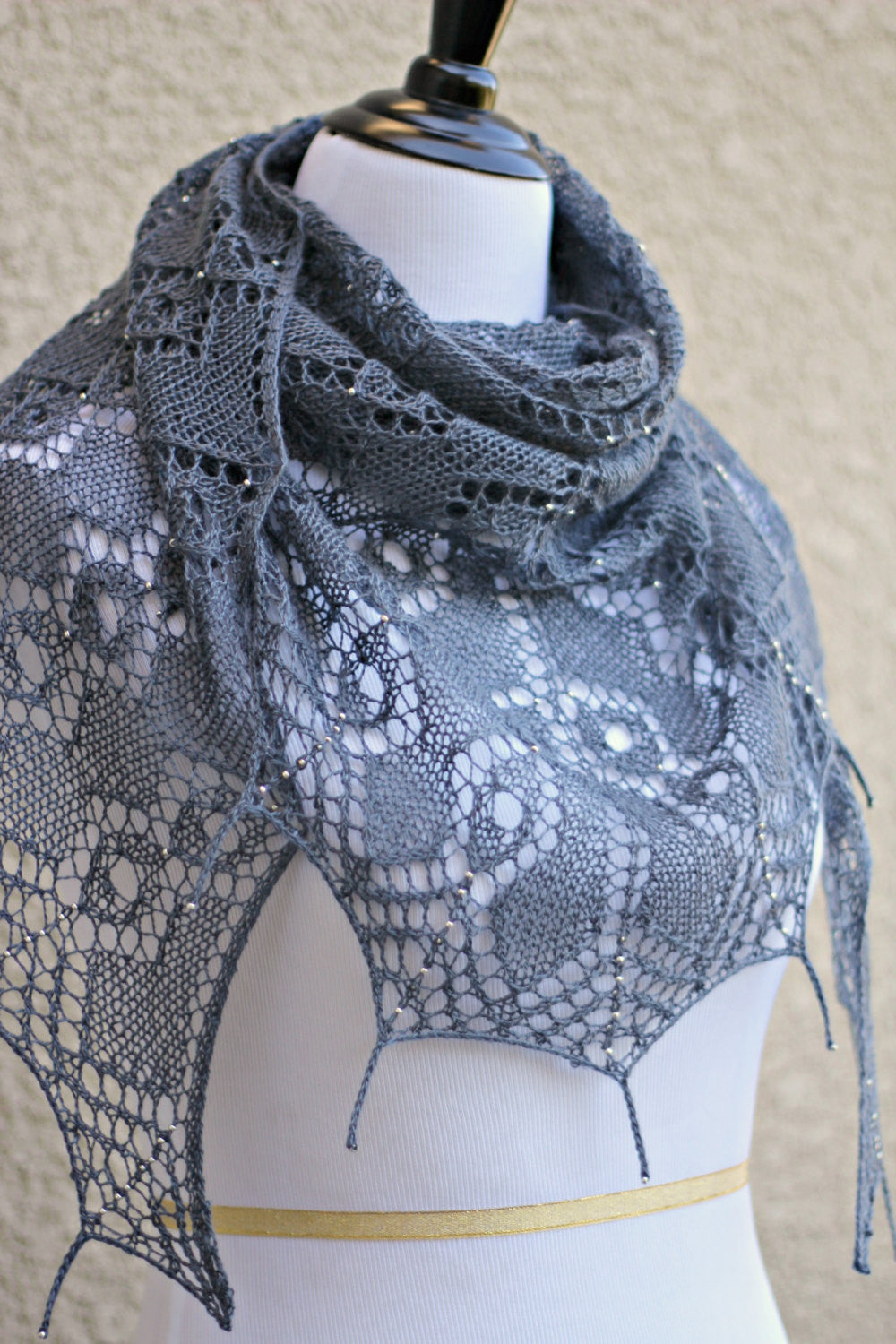 Grey shawl with beads