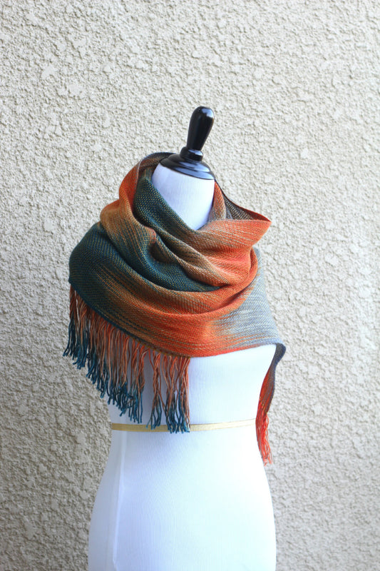 Orange and teal scarf