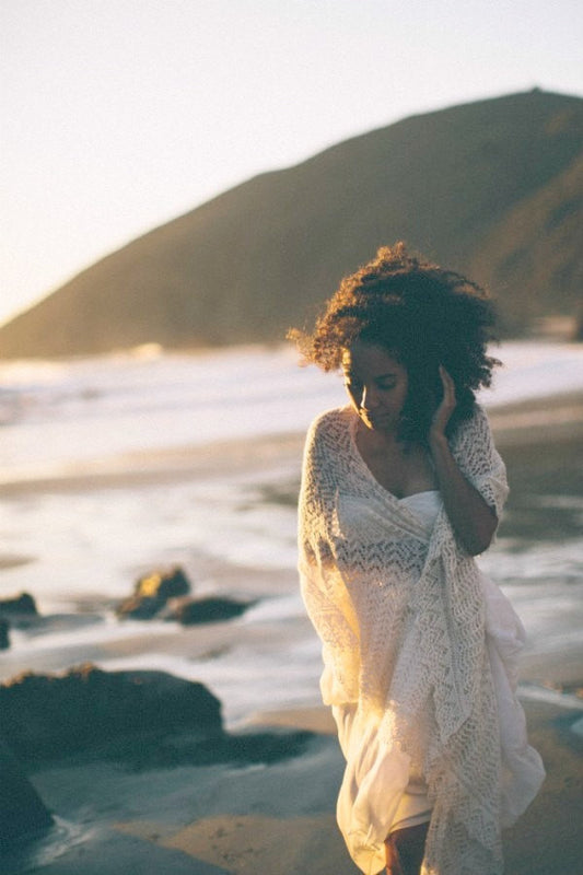 Knit lace wedding shawl