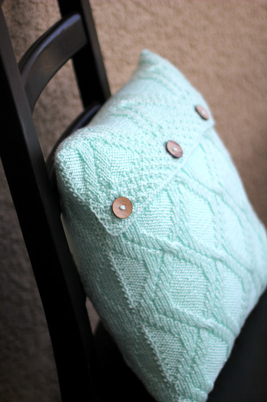 Knit pillow case pattern, knitting pattern, home decor, DIY knitted tutorial - Rombic Pillow cover