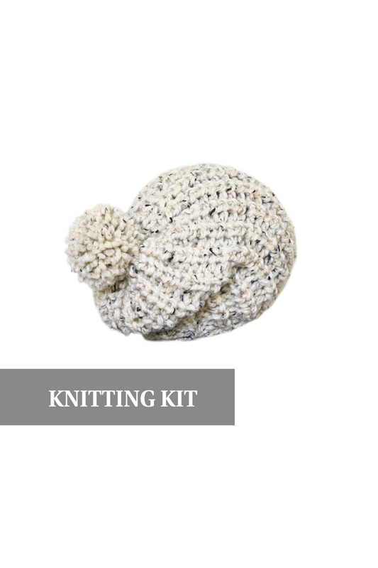 DIY knitting kit for a knit hat, chunky beanie hat, knitting tutorial, Octavia hat PDF