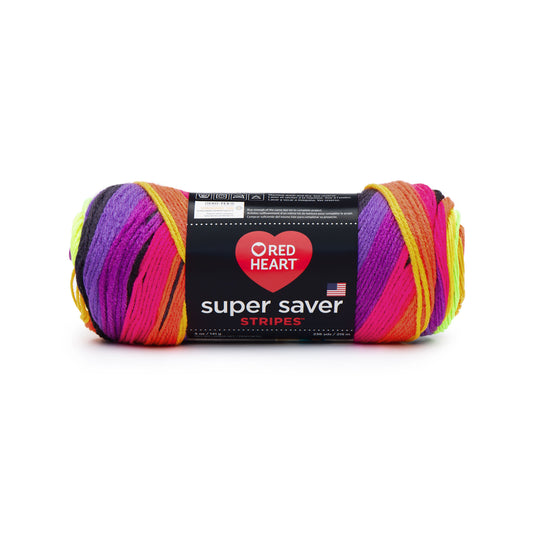 Red Heart Super Saver Stripes & Prints, Yarn Medium Worsted 5oz