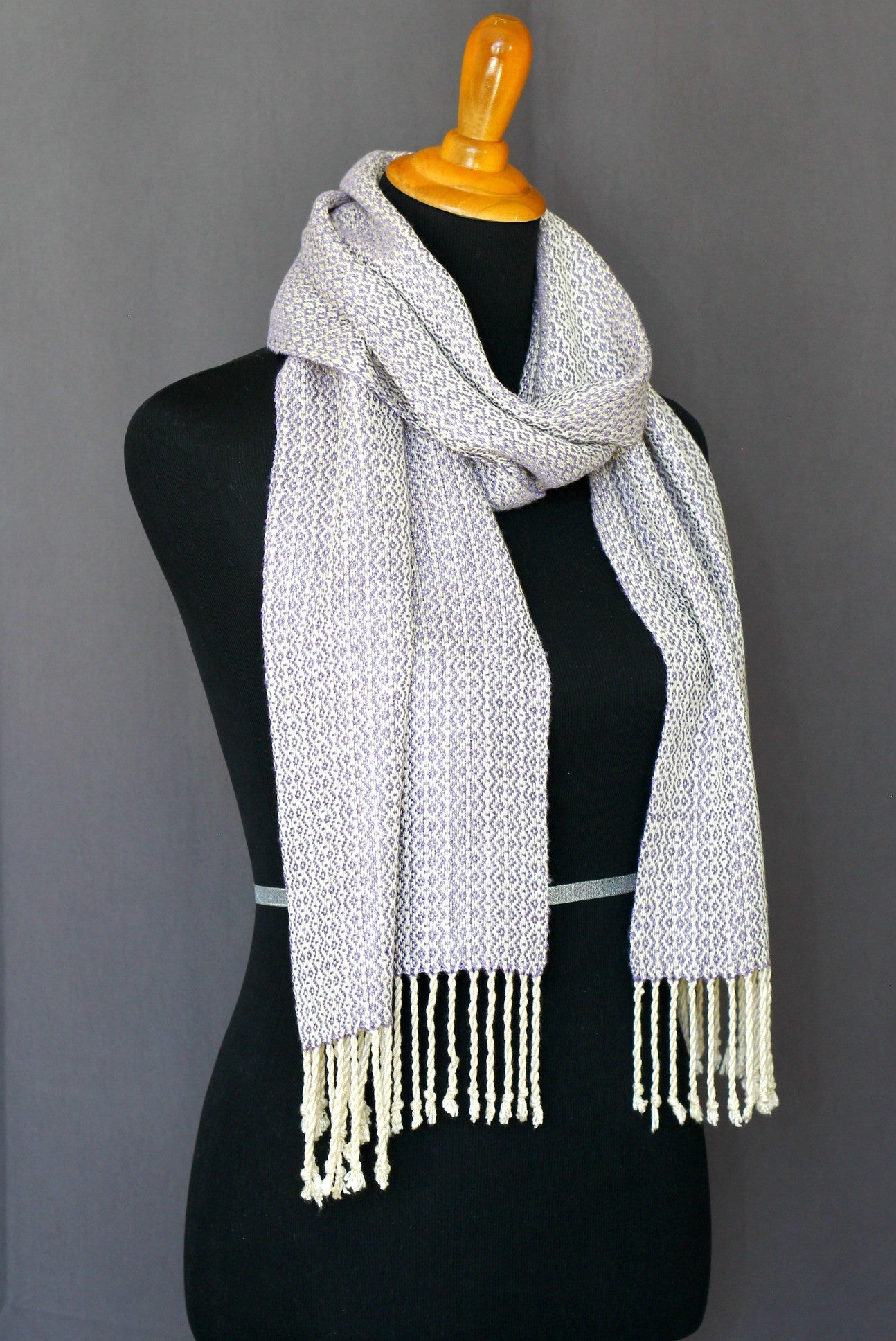 Woven scarf in violet colors, bamboo scarf, summer scarf, long scarf with fringe