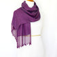 Woven scarf in purple colors, bamboo scarf, summer scarf, long scarf with fringe