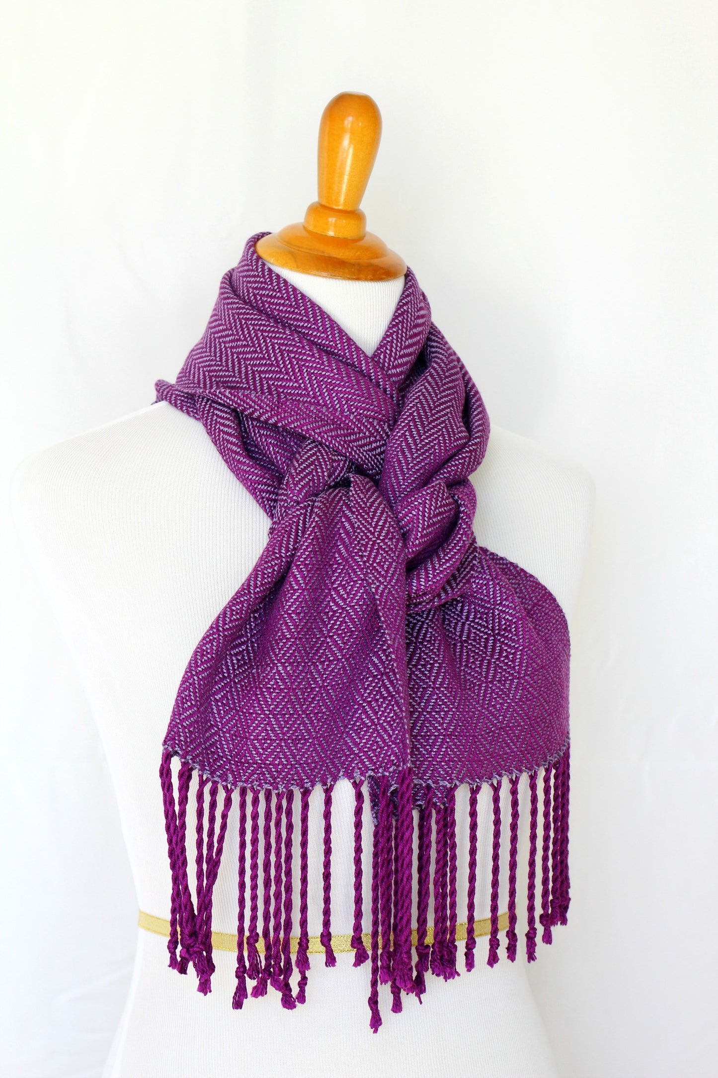 Woven scarf in purple colors, bamboo scarf, summer scarf, long scarf with fringe