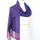 Woven scarf in teal and purple colors, bamboo scarf, summer scarf, long scarf with fringe