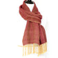 Woven scarf in mustard and purple colors in merino wool and tencel