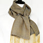 Woven scarf in mustard grey colors in merino wool and tencel