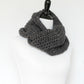Crochet cowl in dark grey color, chunky infinity scarf