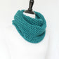 Crochet cowl in teal color, chunky infinity scarf