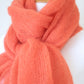 Knit scarf in silk mohair blend in burnt orange red color